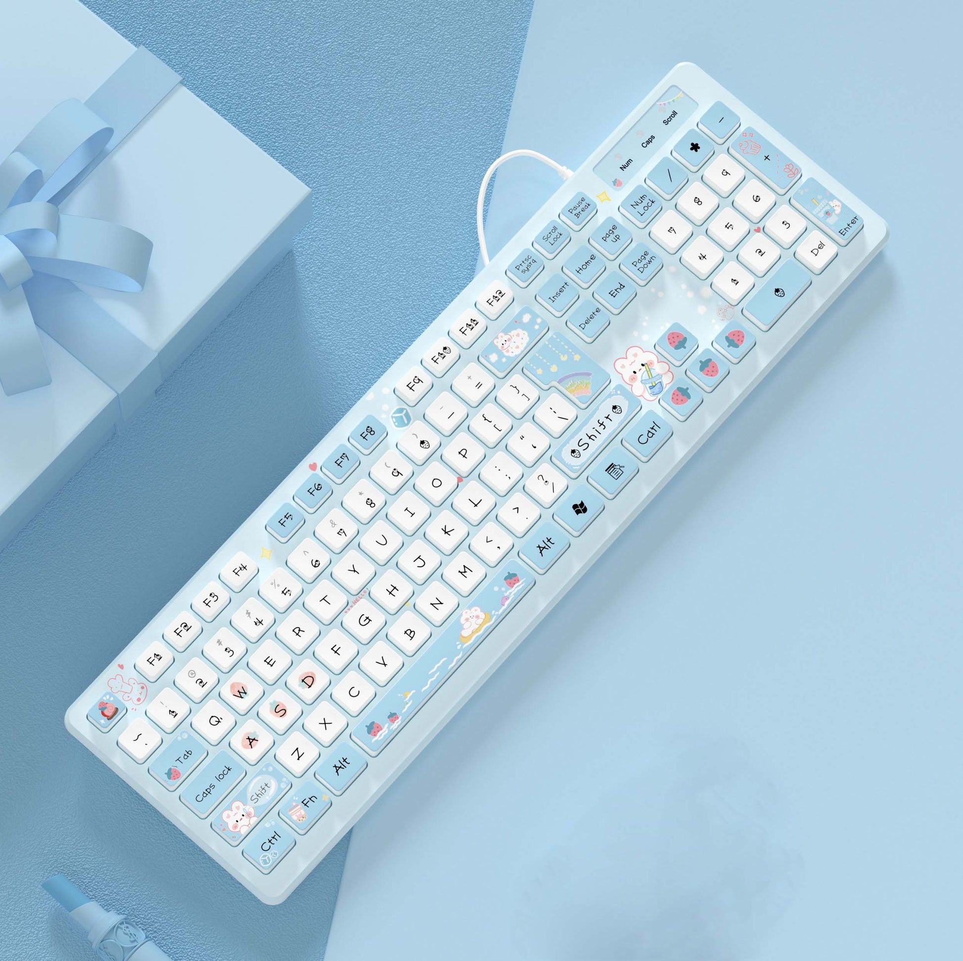 Cute Mute Click PC Wired Keyboard