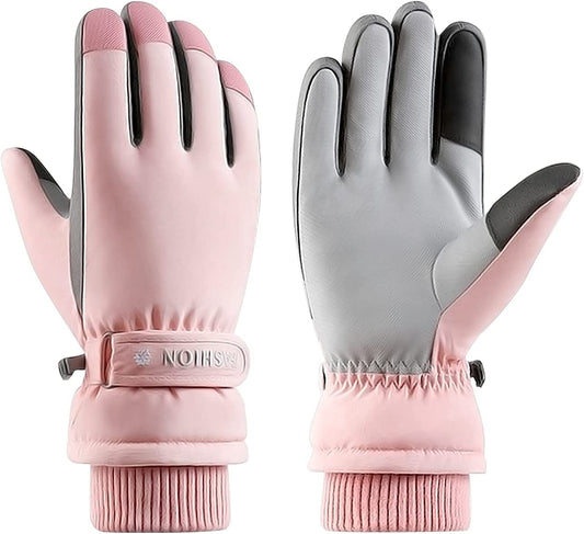 Women Waterproof Ski Gloves - Touchscreen Snowboard Gloves