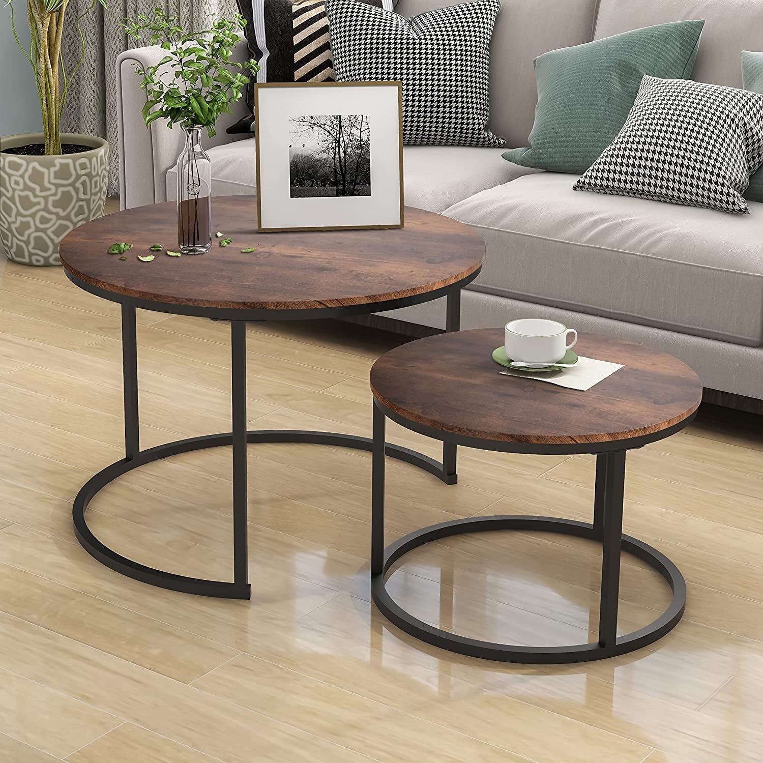 Round Coffee Table Set - Coffee Table of 2 for Living Room