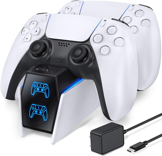 PS5 Controller Charger Station - Fast Controller Charging Stand & AC Adapter 5V/3A Dual