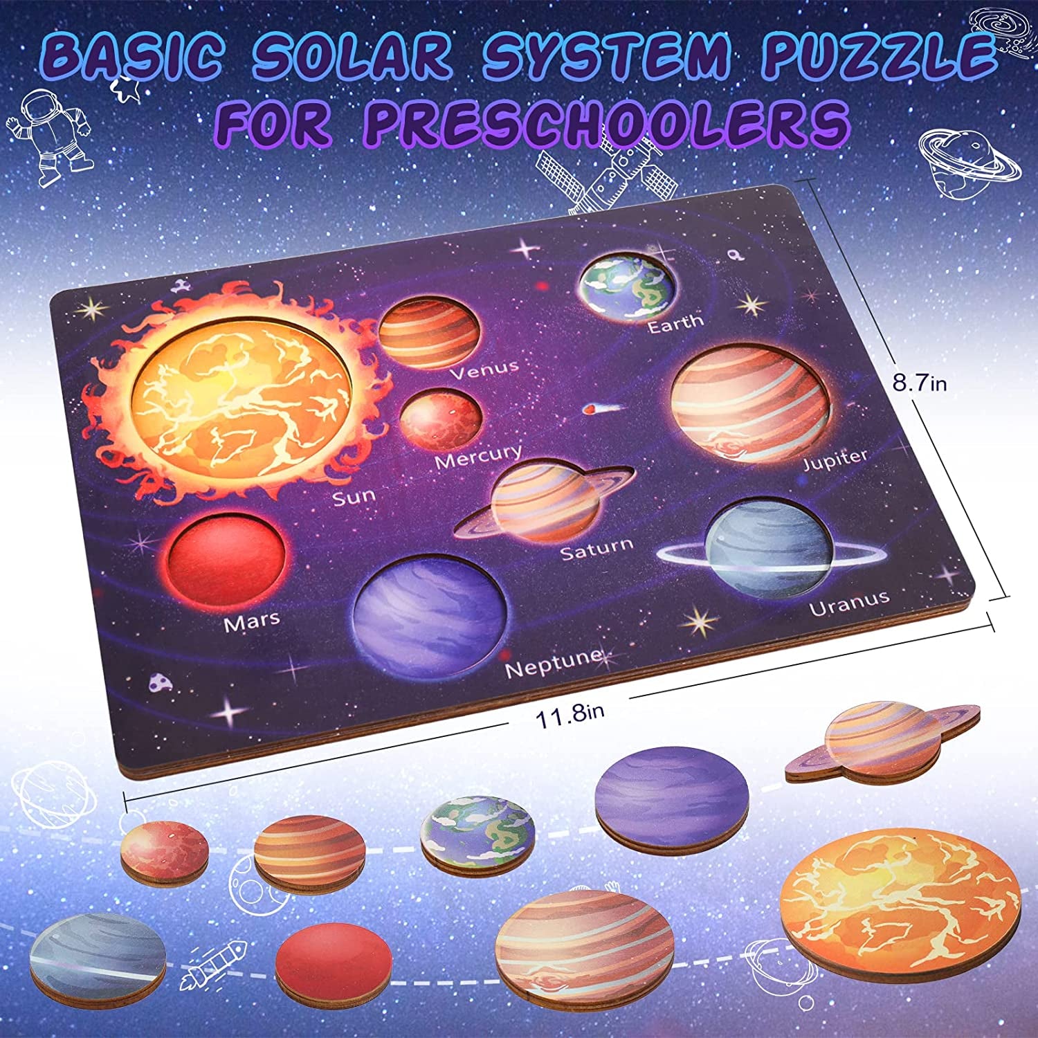 Solar System Puzzles Toys - Toddler's Planets Preschool Learning Activities