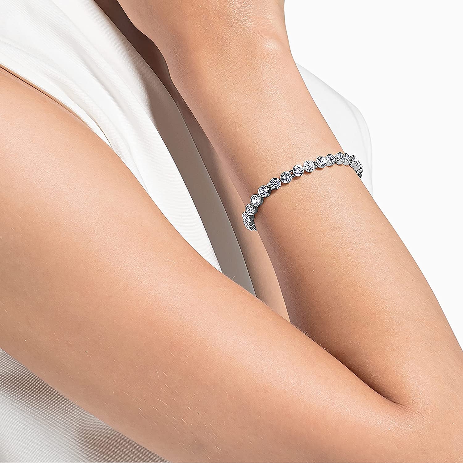 Clear Crystals Tennis Bracelet Rhodium Finish