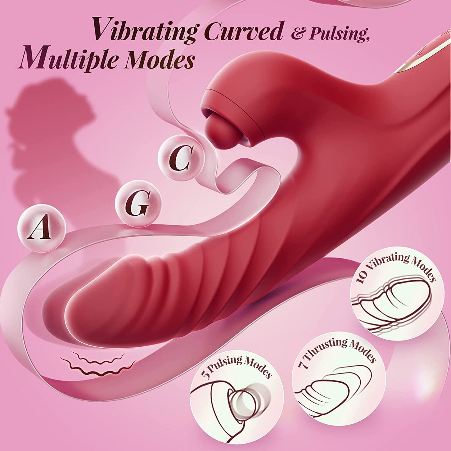 Vibrating Thrusting Dildo - Clitoral Stimulating Vibrator with 10 Vibration 7 Thrust Mode