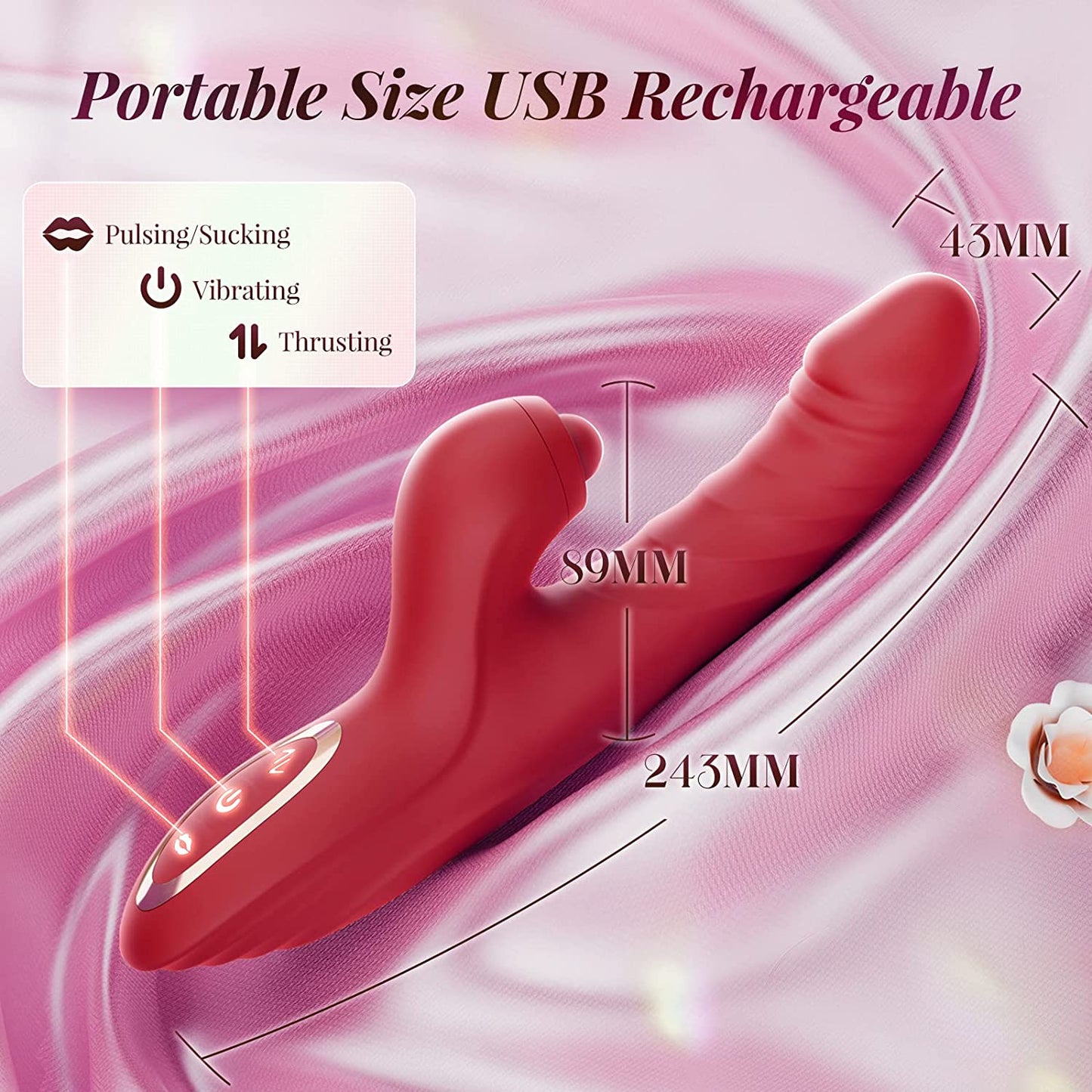 Vibrating Thrusting Dildo - Clitoral Stimulating Vibrator with 10 Vibration 7 Thrust Mode