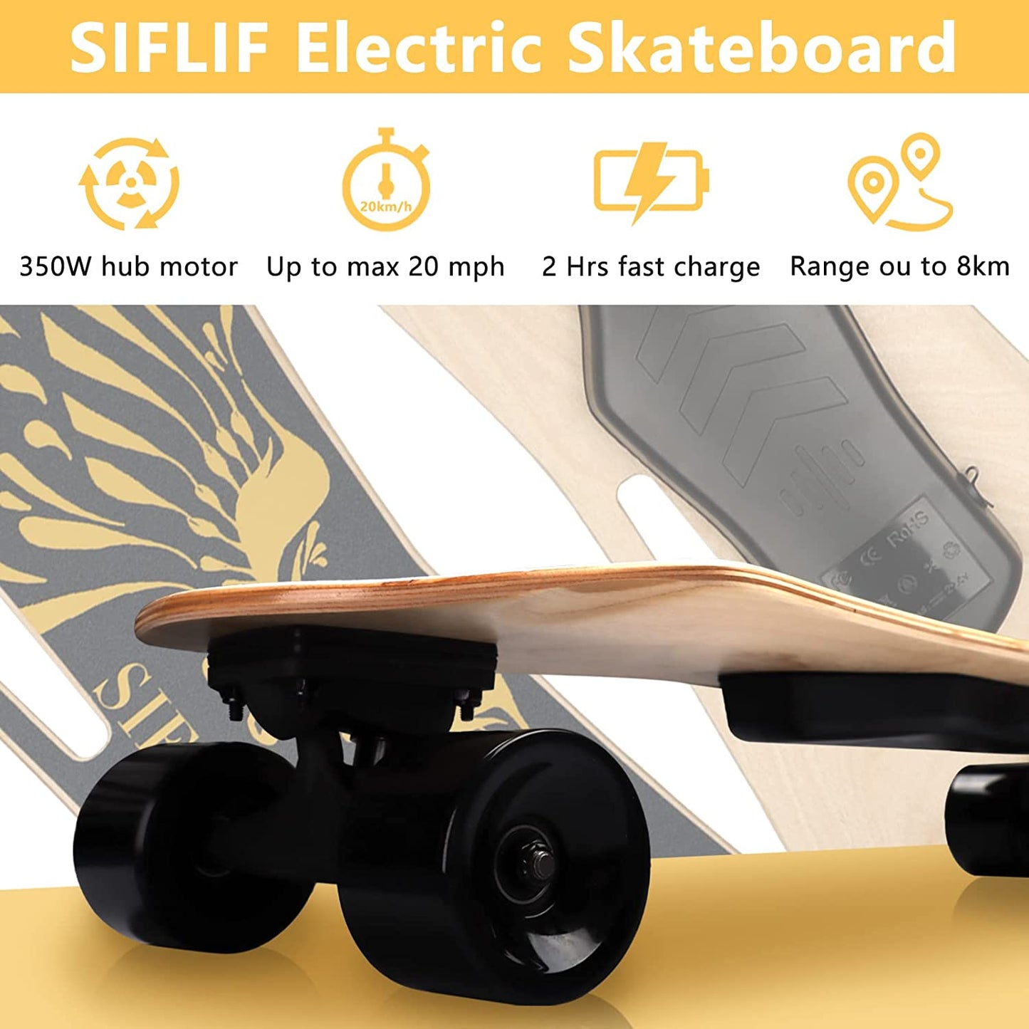 Electric Skateboard - Wireless Remote Longboard 20MPH Top Speed 350W 30inch