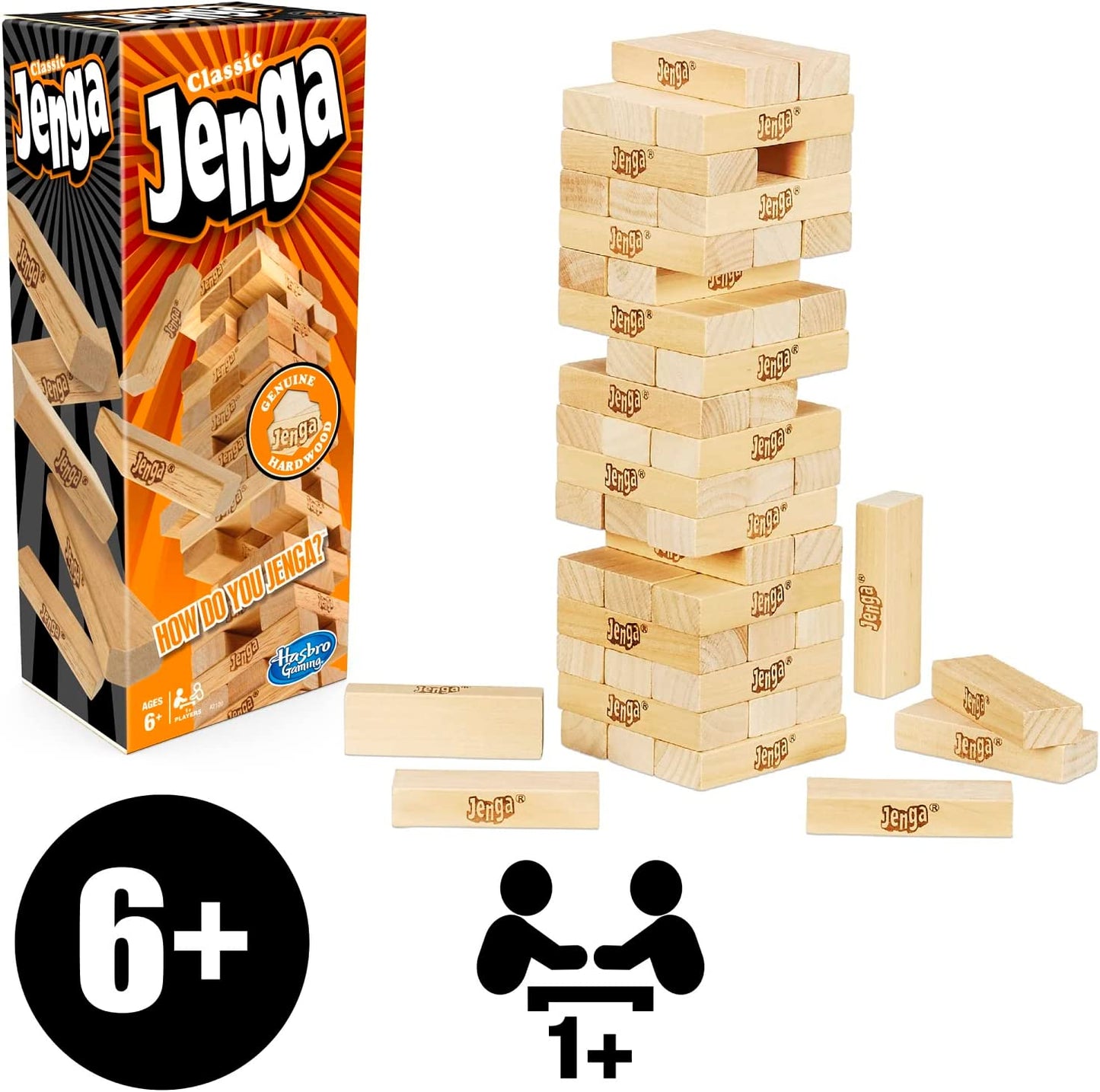 Jenga - Classic Game with Genuine Hardwood Blocks Stacking Tower Game