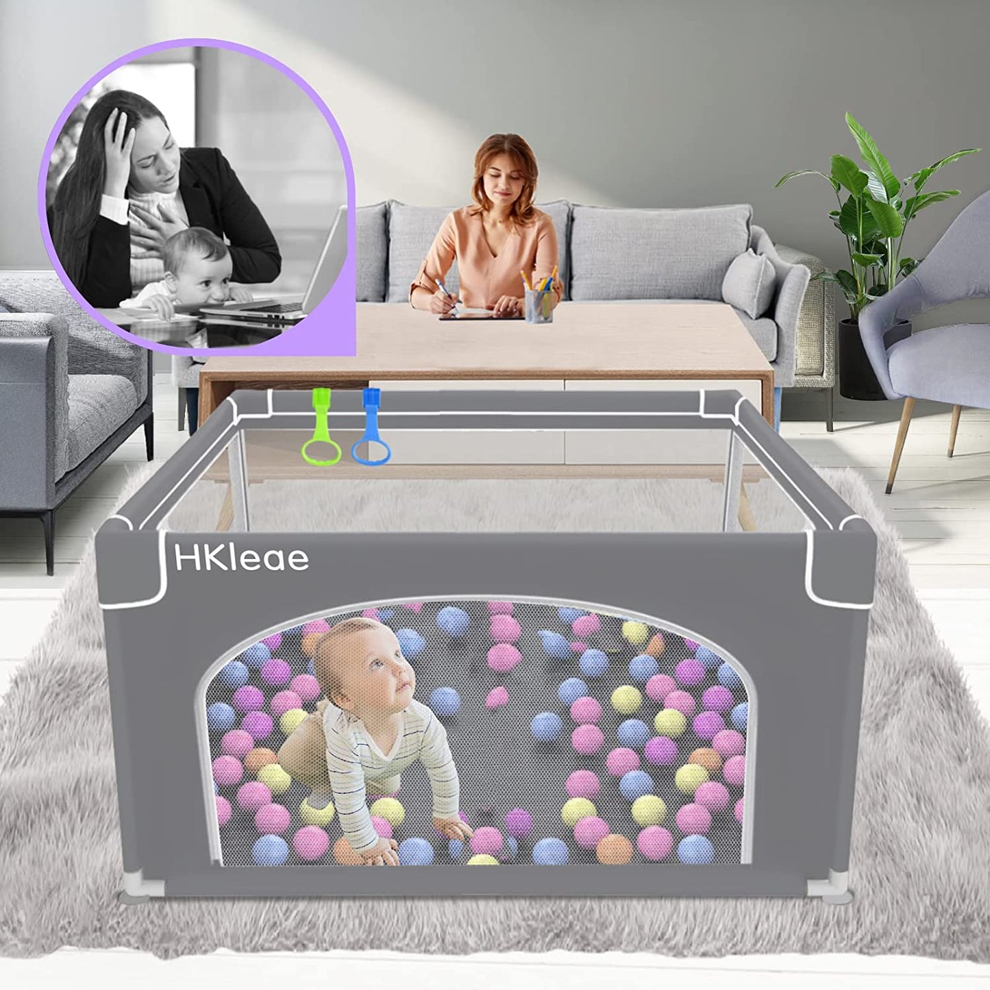 Baby Playpen - Playpen for Babies and Toddlers with Anti-Slip Base