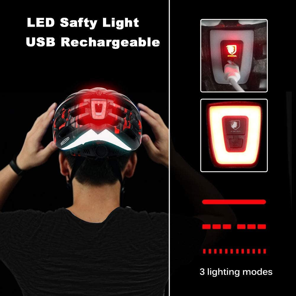 Reflective Bicycle Helmet - USB Rechargeable Light Helmet with Detachable Magnetic UV Goggles