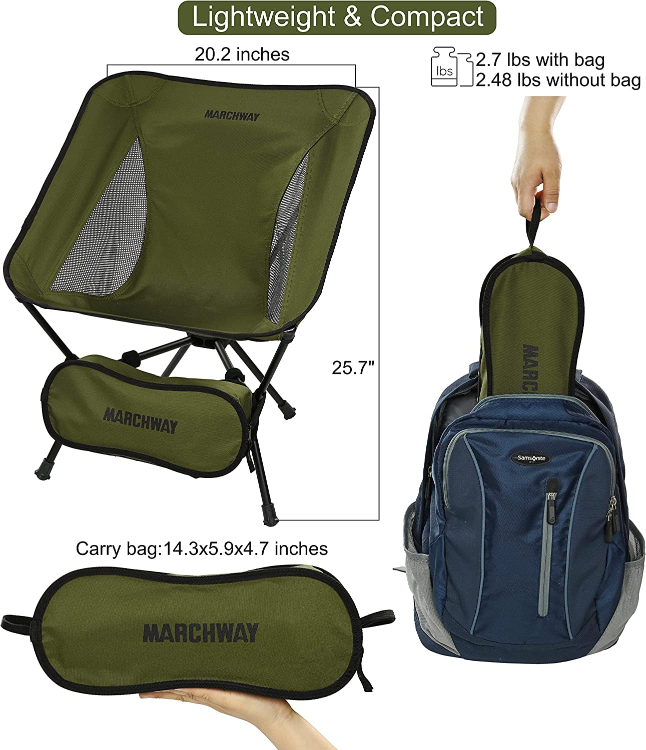 Folding Camping Chair - Portable Compact Outdoor Camp Travel Beach Picnic Festival Chair