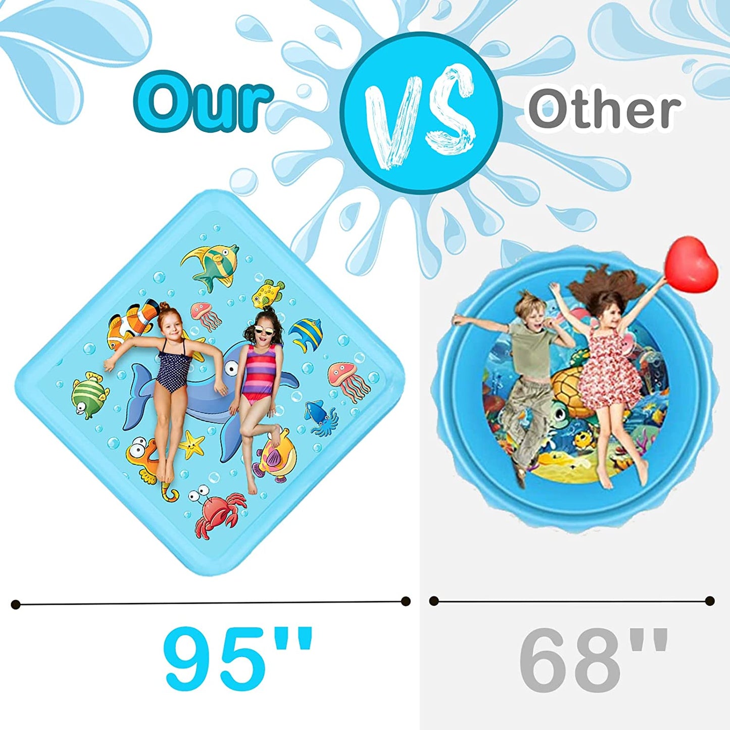 Splash Pad for Toddlers - Inflatable Outdoor Toddlers Pool Summer Water Pools