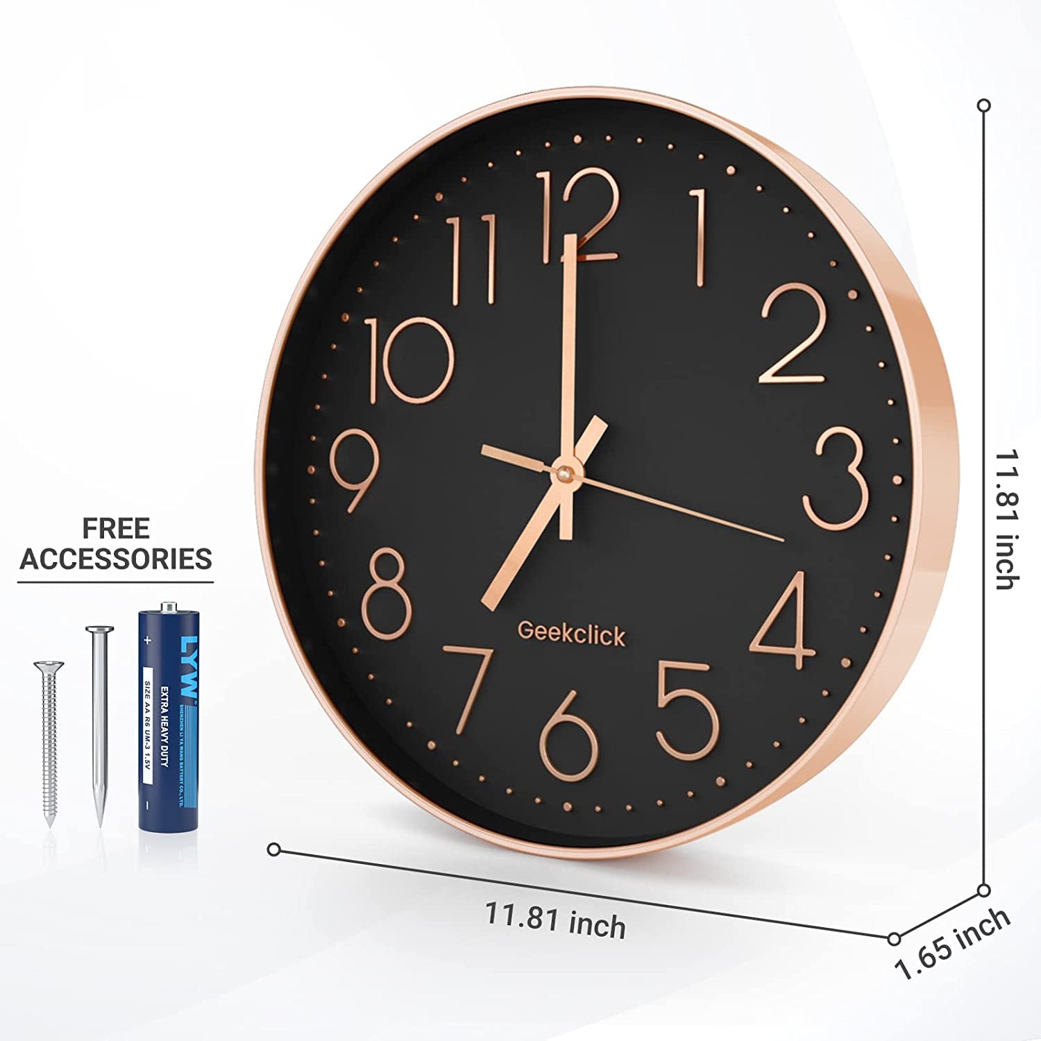 Silent Wall Clock - 12 inch Large Wall Clocks