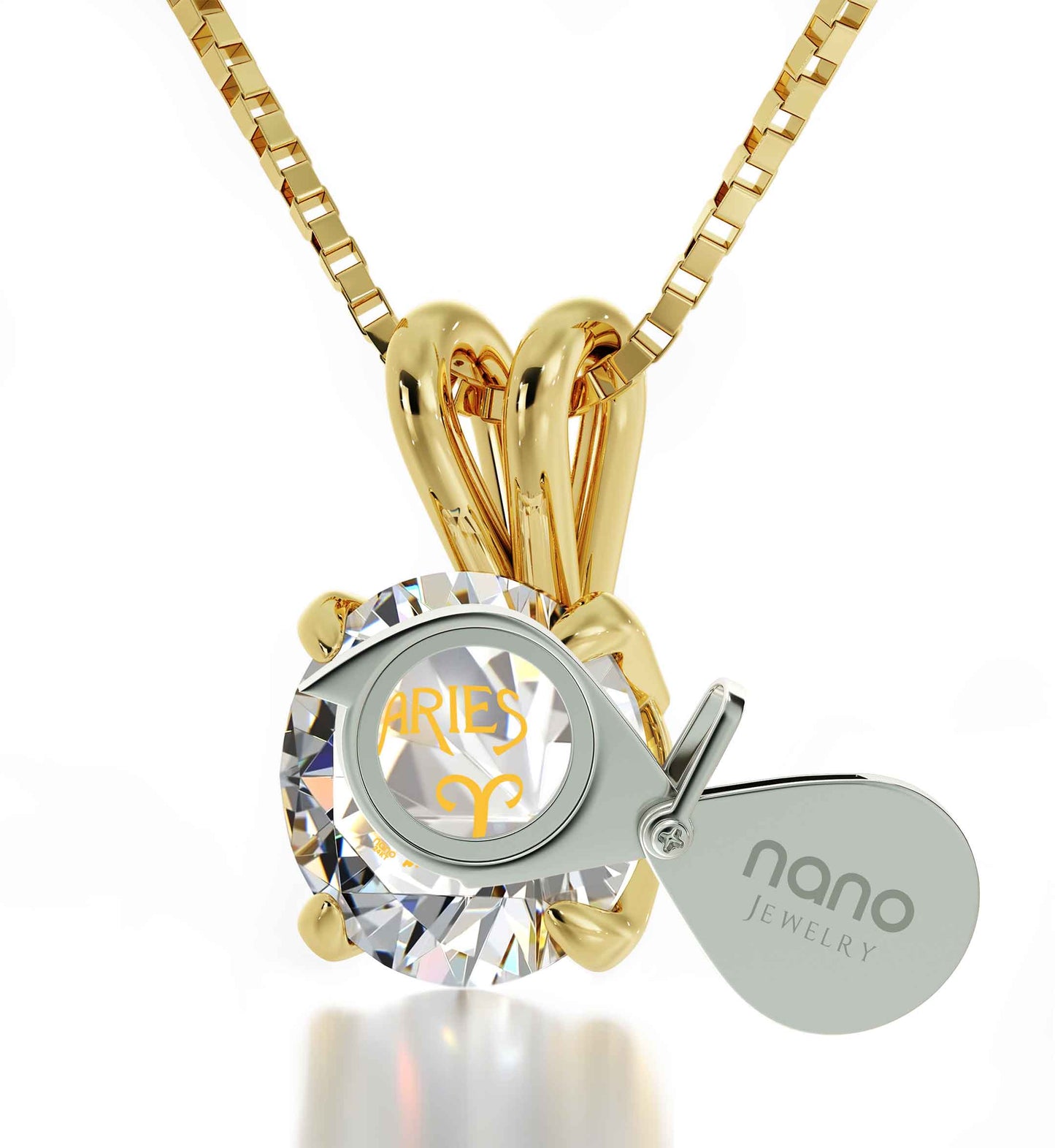 Aries Necklace 24k Gold inscribed on Crystal