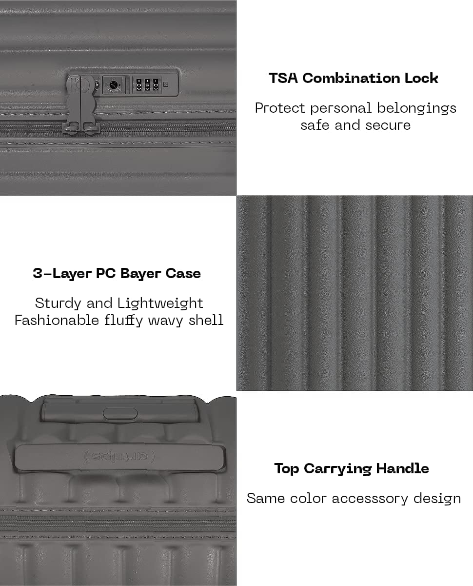 Carry on Luggage with 8 Spinner Wheels Luggage - Travel Suitcase With Tsa Lock