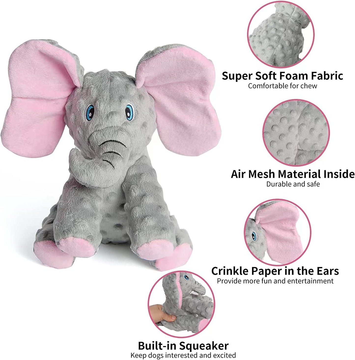 Stuffed Dog Toys - Chewable Cute Elephant Squeaky Toys