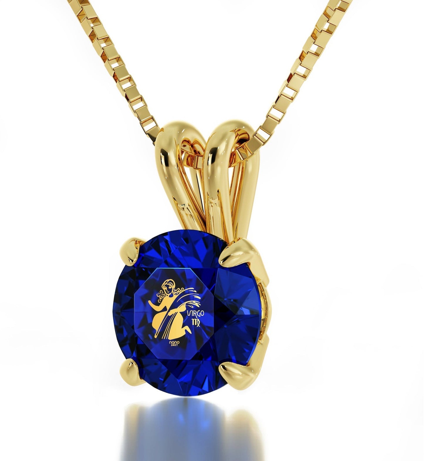 Virgo Necklace 24k Gold inscribed on Crystal