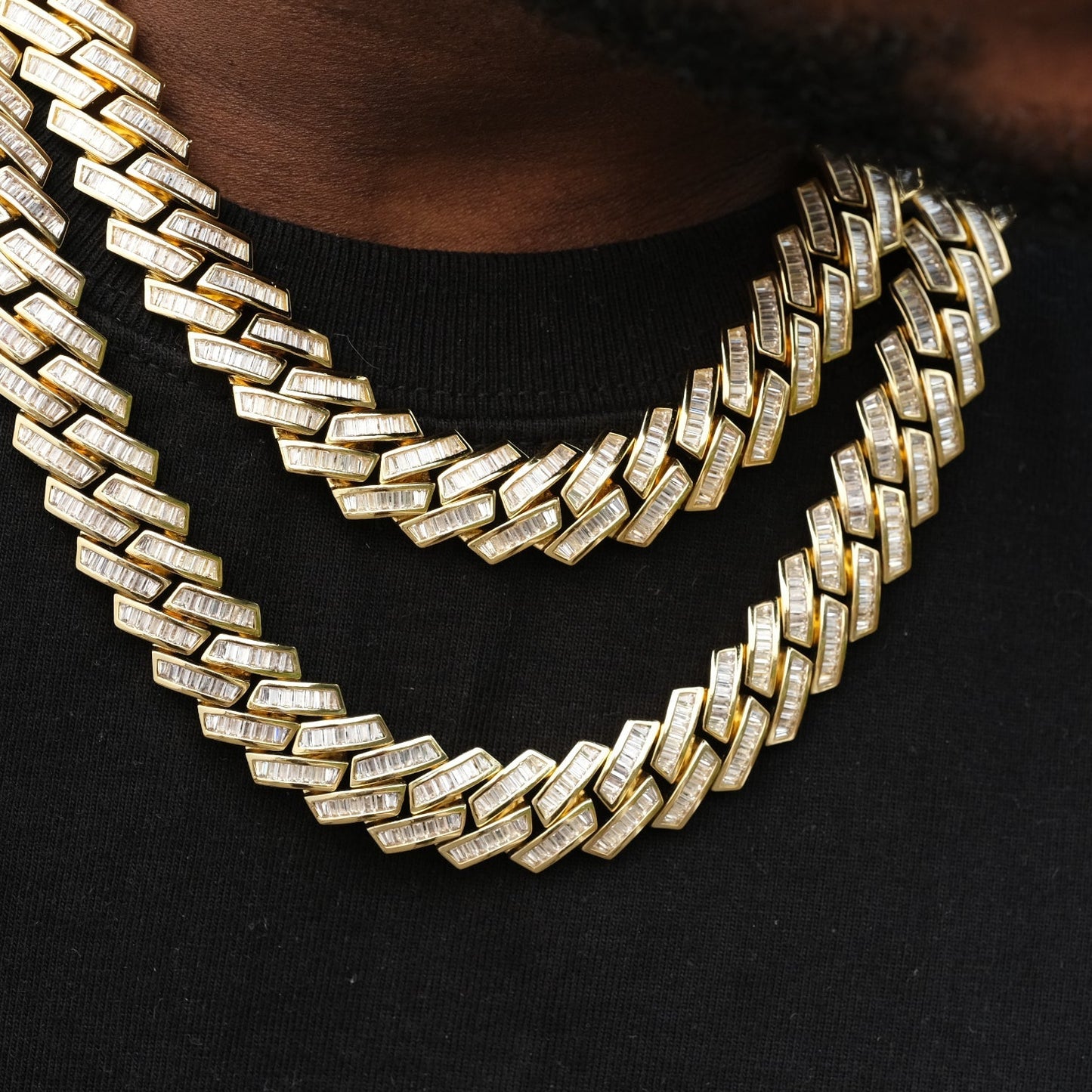 Baguette Channel Set Cuban Necklace