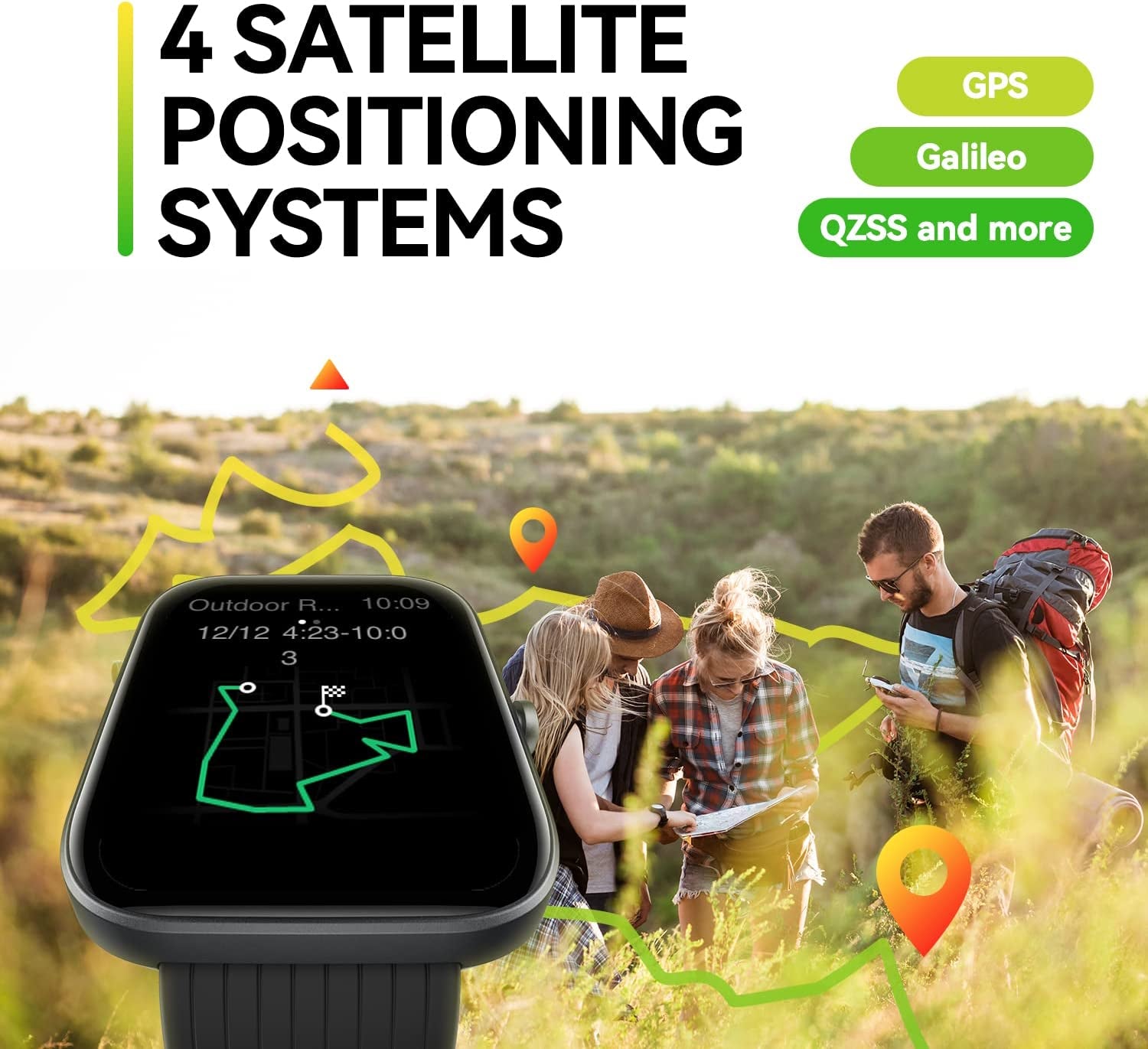 Pro Smart Watch for Android/iPhone - 4 Satellite Positioning Systems 60+ Sports Modes