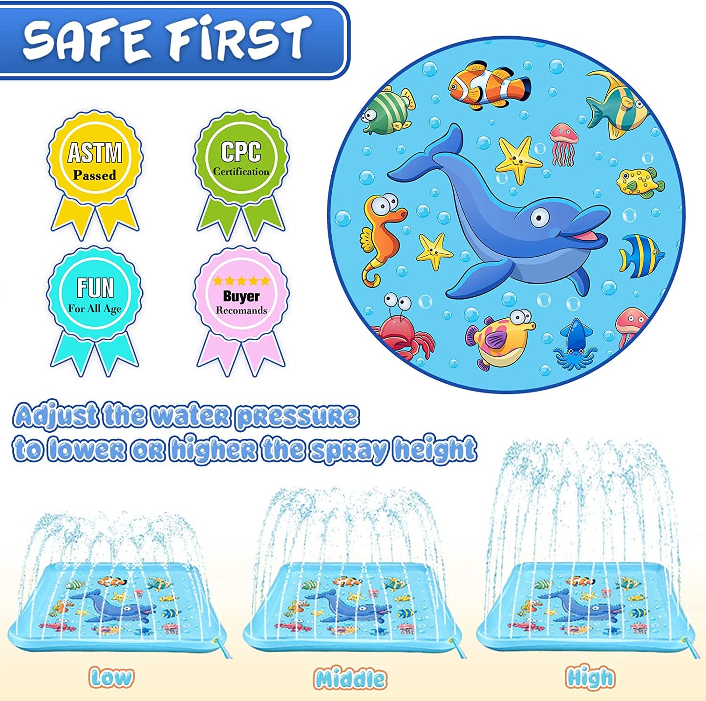 Splash Pad for Toddlers - Inflatable Outdoor Toddlers Pool Summer Water Pools