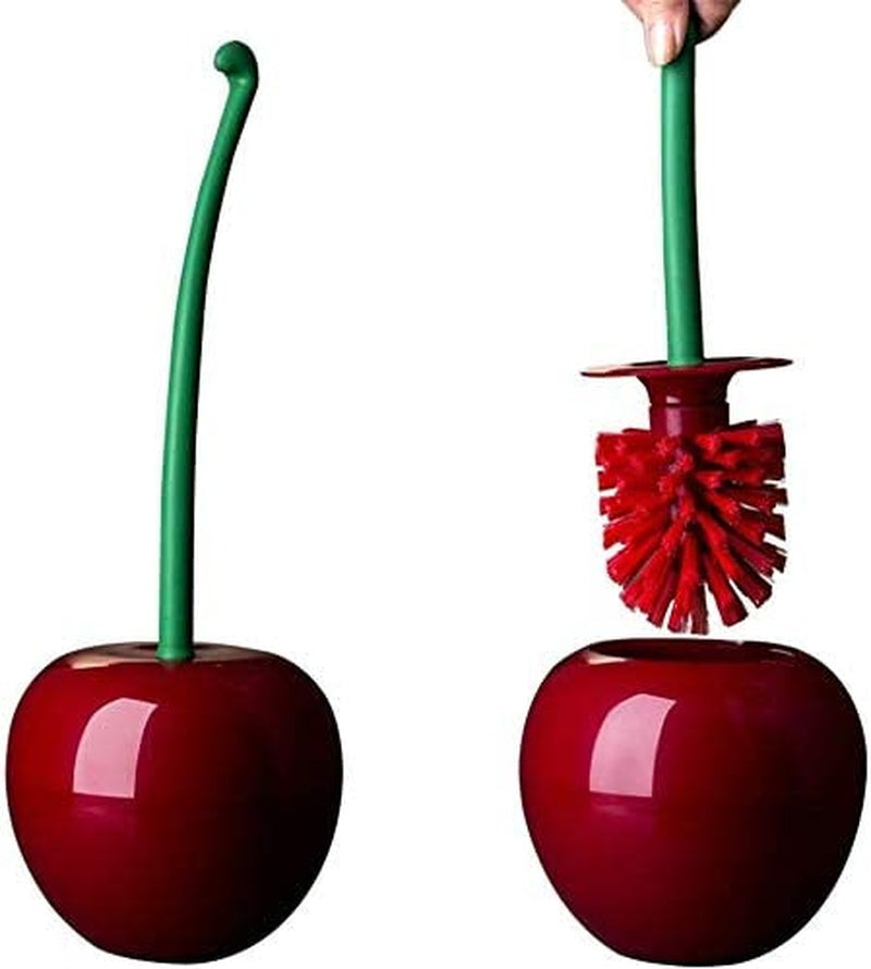 Cherry Toilet Brush and Holder - Toilet Brush Holder Combo Set for Bathroom Decor