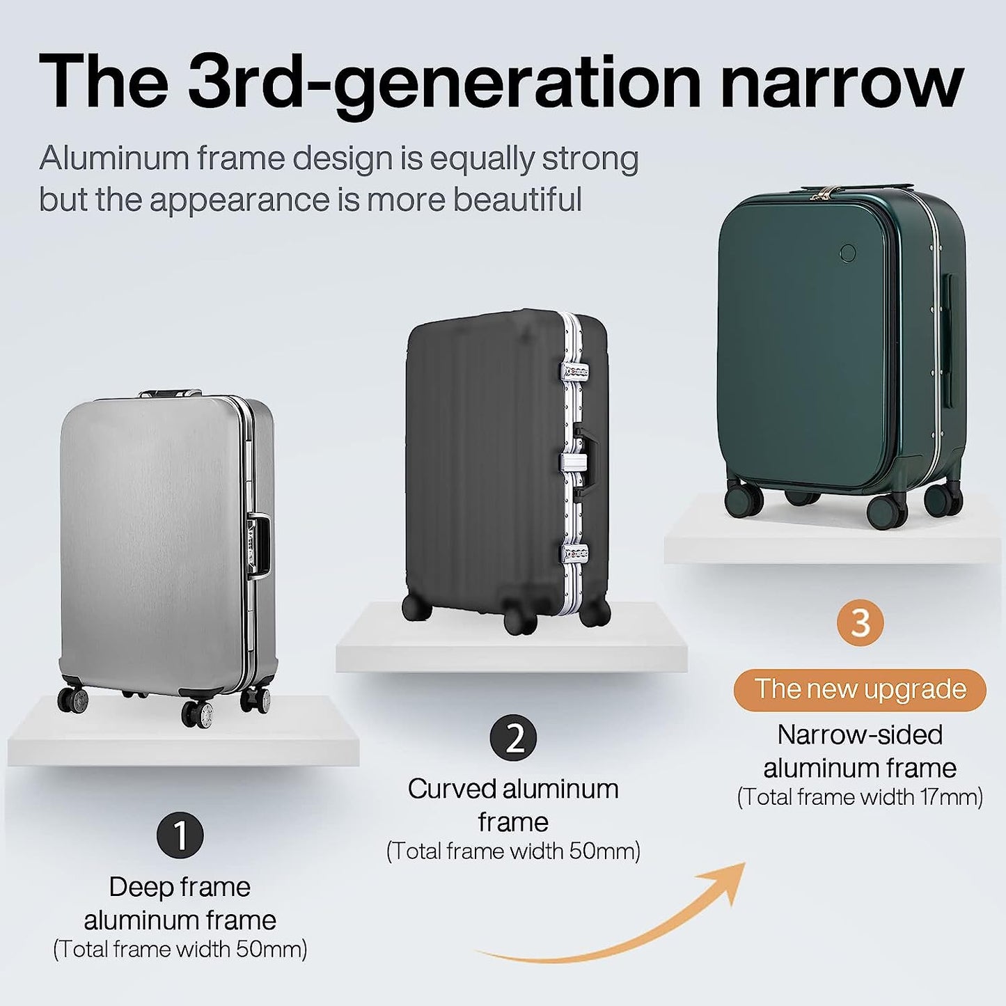 Luggage Suitcase - Travel Luggage Aluminum Frame with TSA Lock & Cover