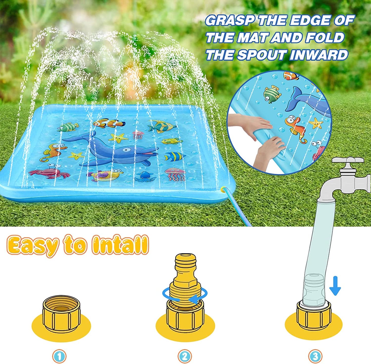 Splash Pad for Toddlers - Inflatable Outdoor Toddlers Pool Summer Water Pools