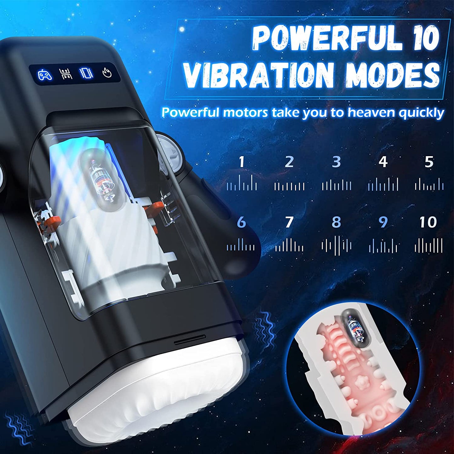 Male Automatic Masturbator - 10 Thrusting & Vibration Modes Heating Function with Phone Holder