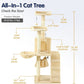 Cat Tree - Tall Cat Tower Scratch Post with Natural Sisal Rope and Hammock & Cradle