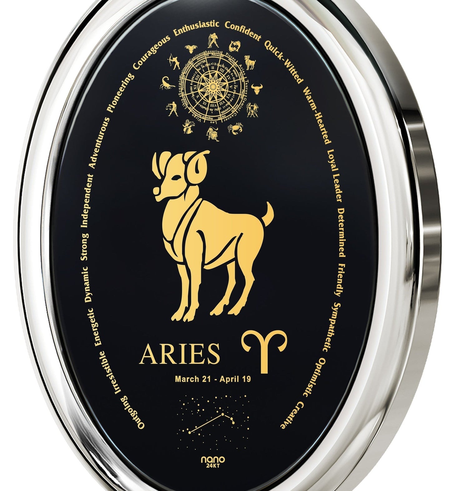 Aries Necklace Inscribed on Onyx Stone