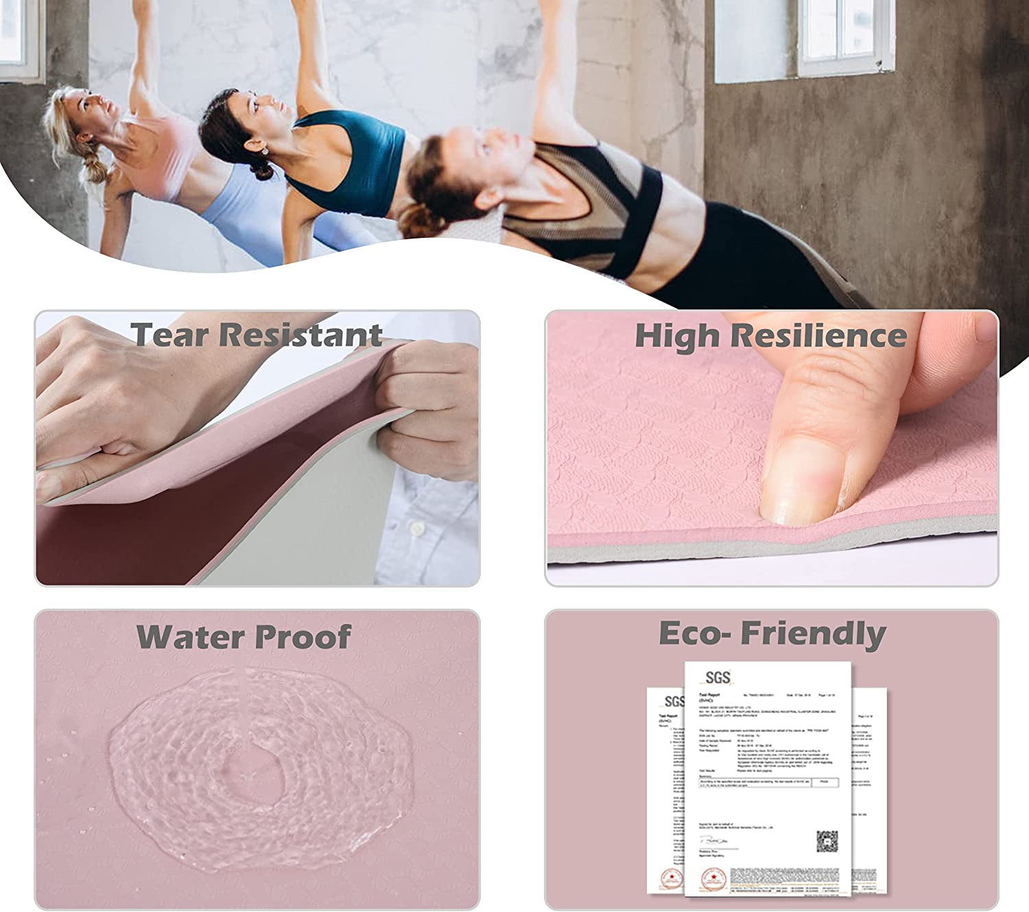 Eco Friendly Yoga Mat - Non Slip Fitness Mats Thick Yoga Mats