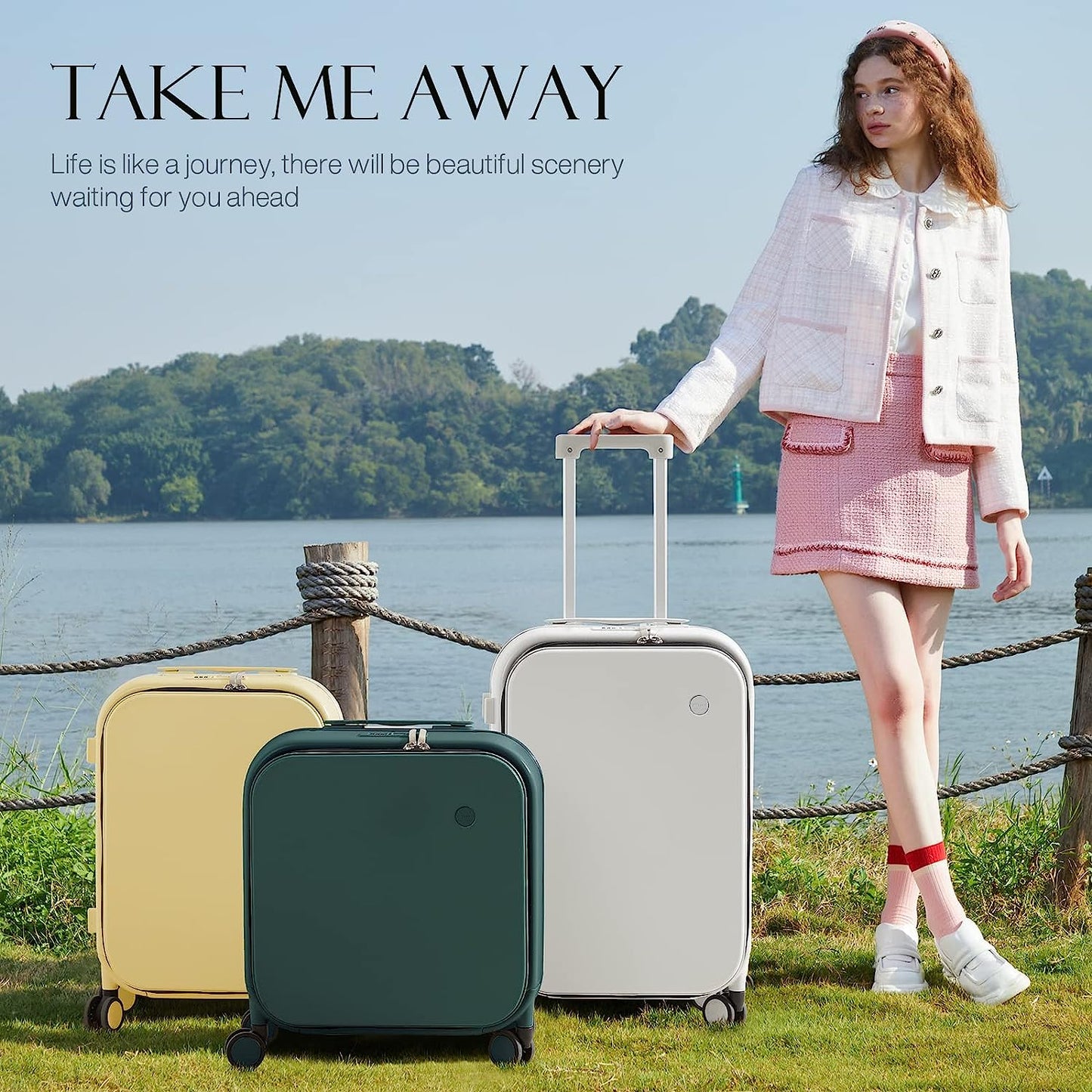 Luggage Suitcase - Travel Luggage Aluminum Frame with TSA Lock & Cover