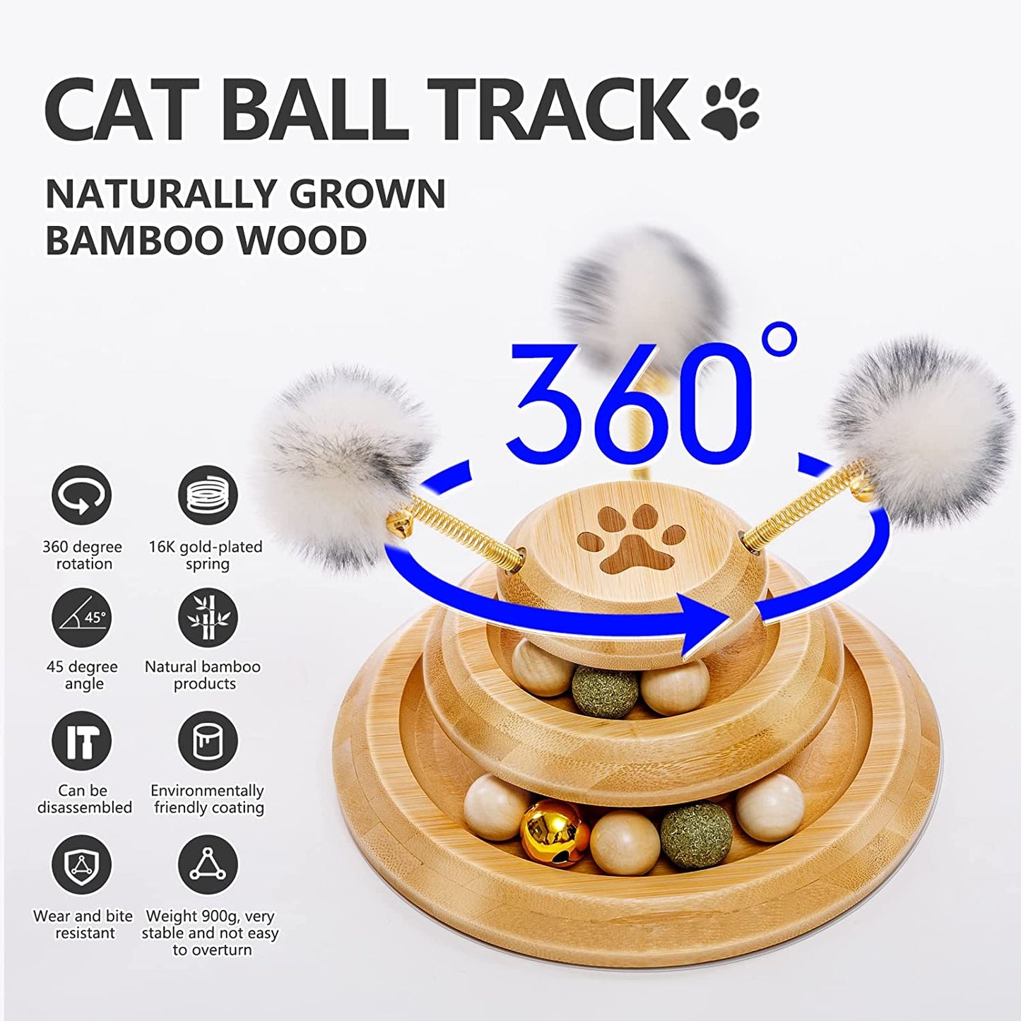 Cat Ball Track - Cat Ball Tower with Removable Balls Interactive Cat Toys for Metal Physical Exercise