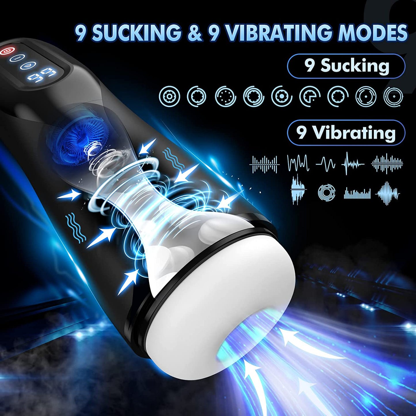 Automatic Male Masturbators - Male Sucking Masturbator with 9 Suction & Vibration & Heating