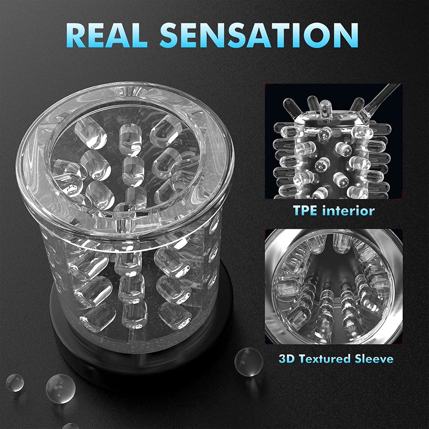 Masturbators - Male Toys With 7 Thrusting & Rotating 3D Realistic Sleeve Quiet Hands Free