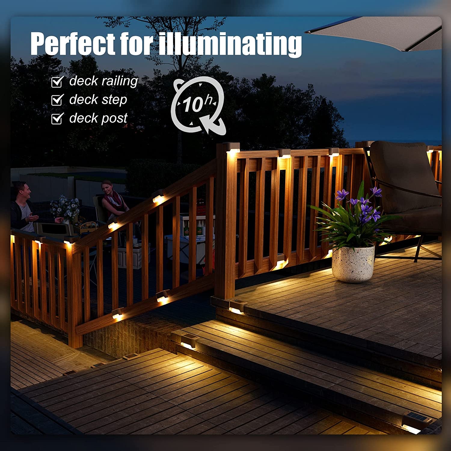 Solar Deck Lights - 16 Waterproof Solar Step Lights LED Yard & Patio Solar Lights