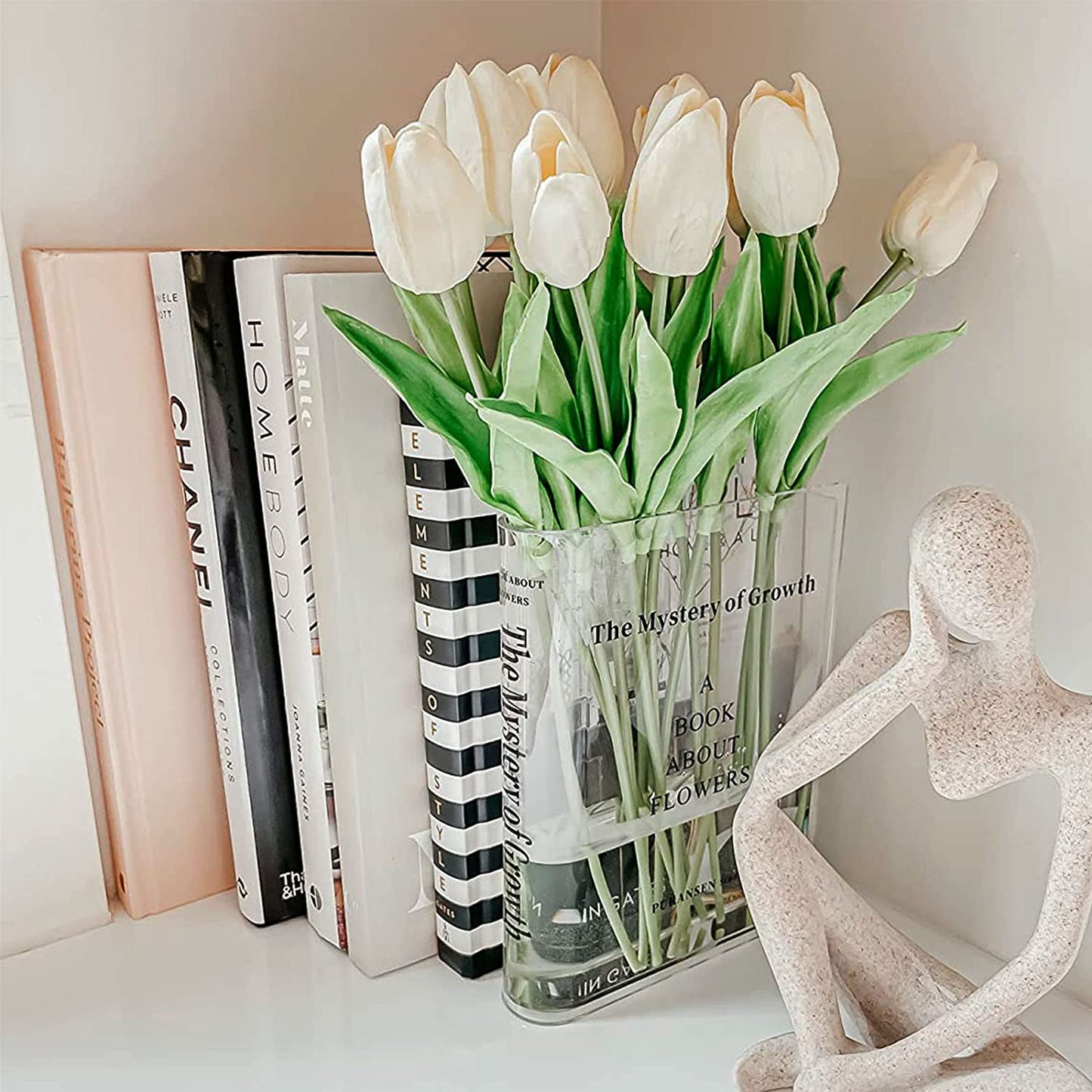 Book Vase for Flowers Aesthetic Room Decor - Artistic and Cultural Decorative Acrylic Vase