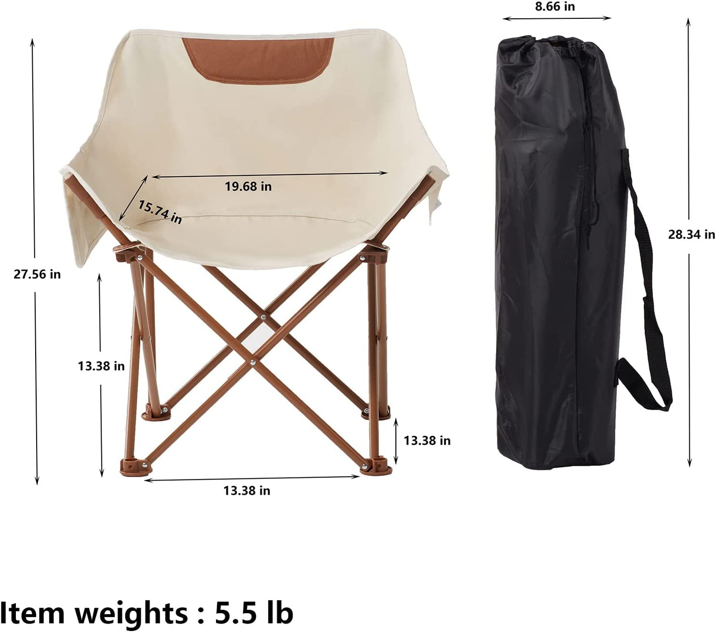 Folding Chairs - Heavy Duty 350Lbs Support Moon Chair with Carry Bag