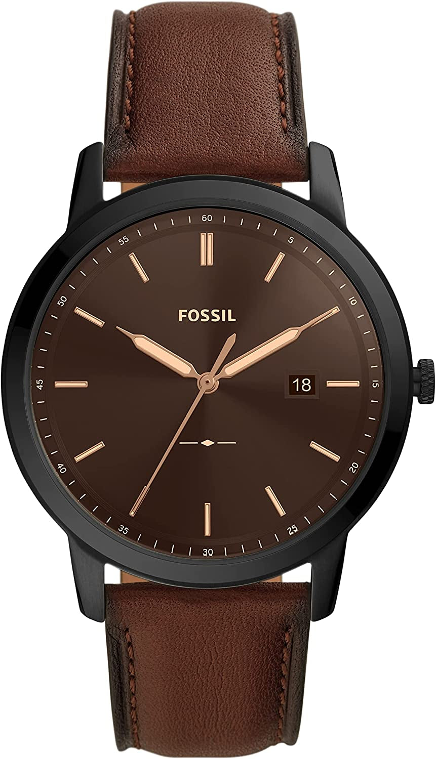 Men's Minimalist Watch - Leather or Stainless Steel Band Chronograph or Analog Watch Fossil