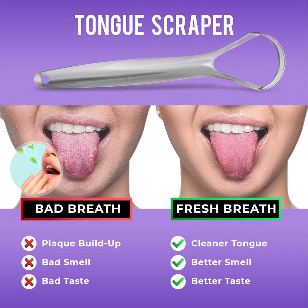 Stainless Steel Tongue Scraper - 2 Pack Tongue Cleaners