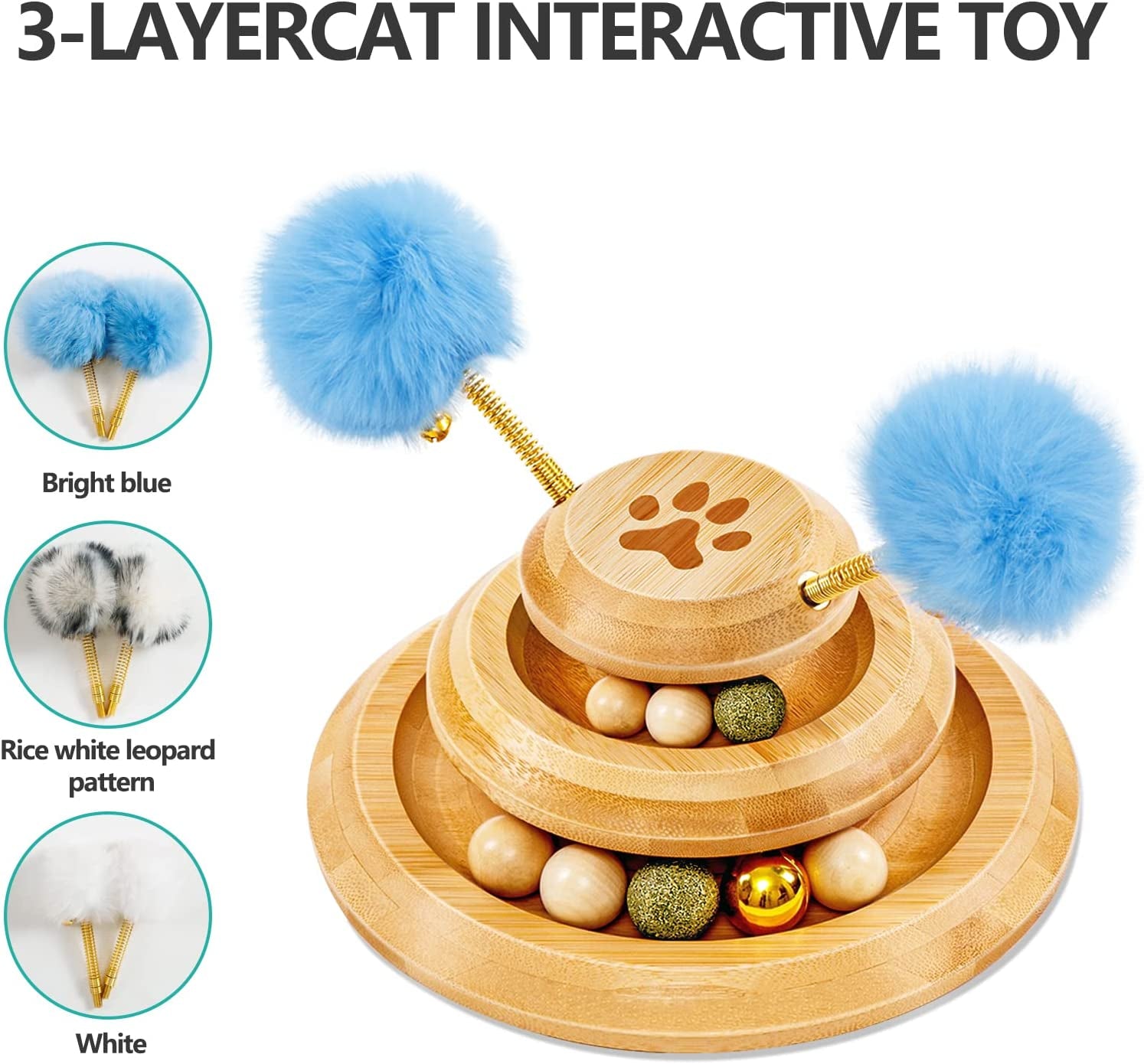 Cat Ball Track - Cat Ball Tower with Removable Balls Interactive Cat Toys for Metal Physical Exercise