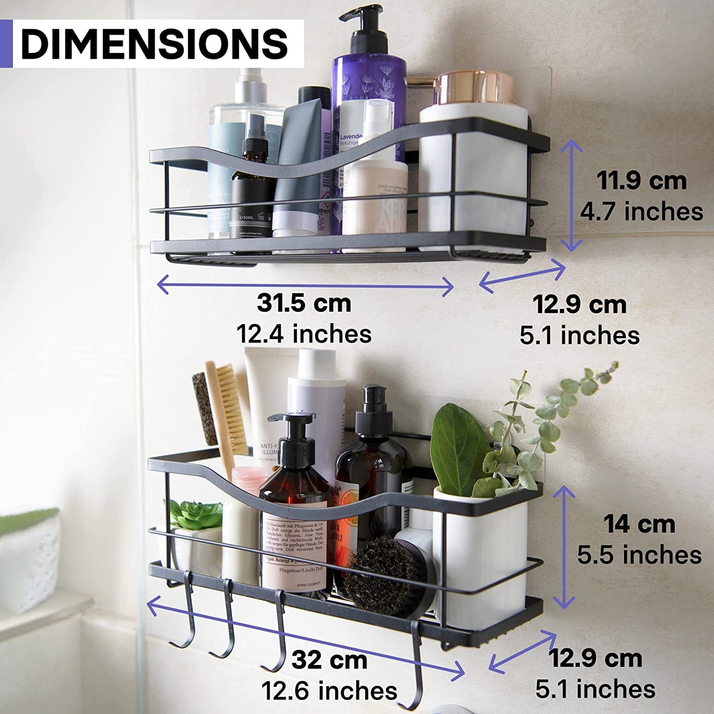 Shower Caddy Organizer - Bathroom Shelf Adhesive Storage Organizer