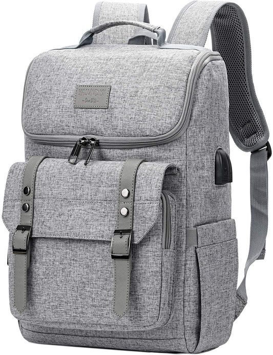 Vintage Laptop Backpack - Travel Backpack with USB Charging Port