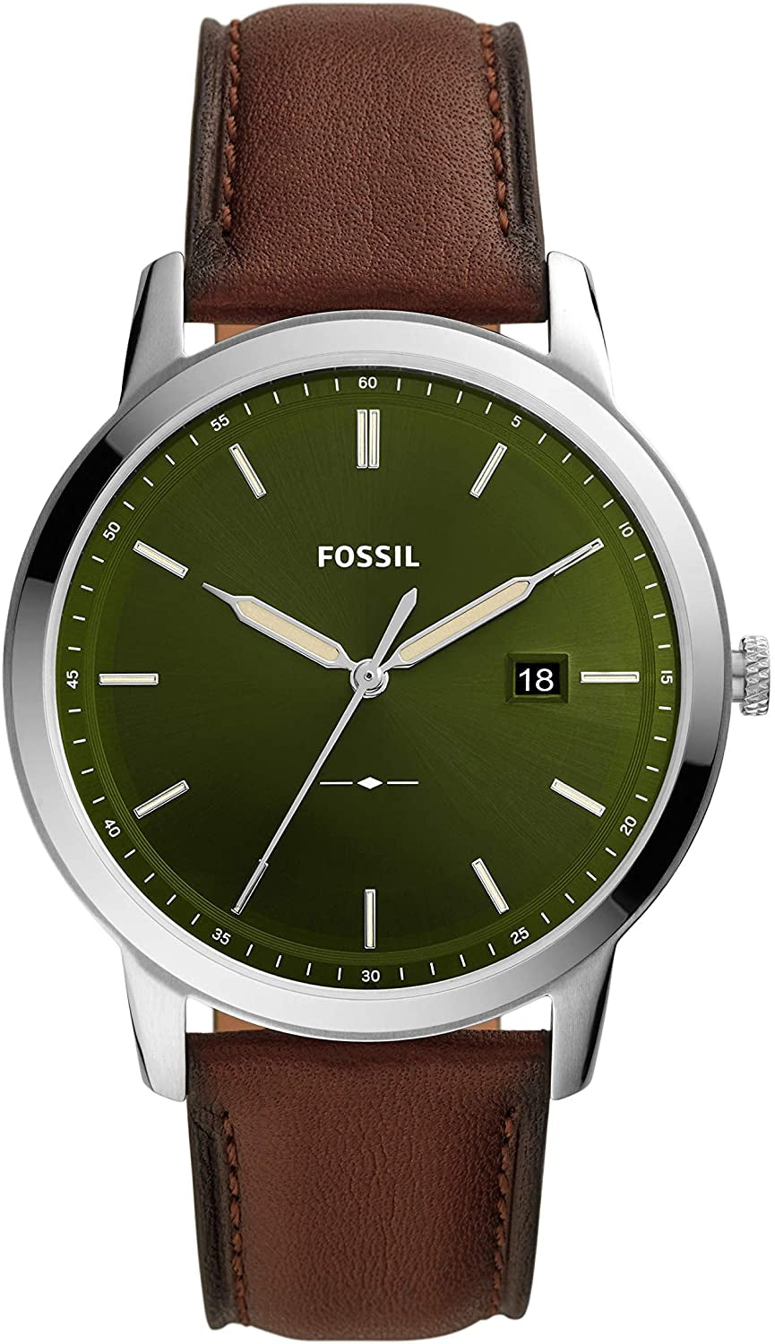 Men's Minimalist Watch - Leather or Stainless Steel Band Chronograph or Analog Watch Fossil