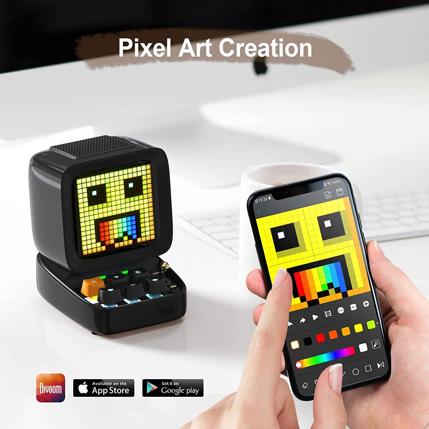 Retro Pixel Art Speaker - Bluetooth Speaker with LED App Controlled