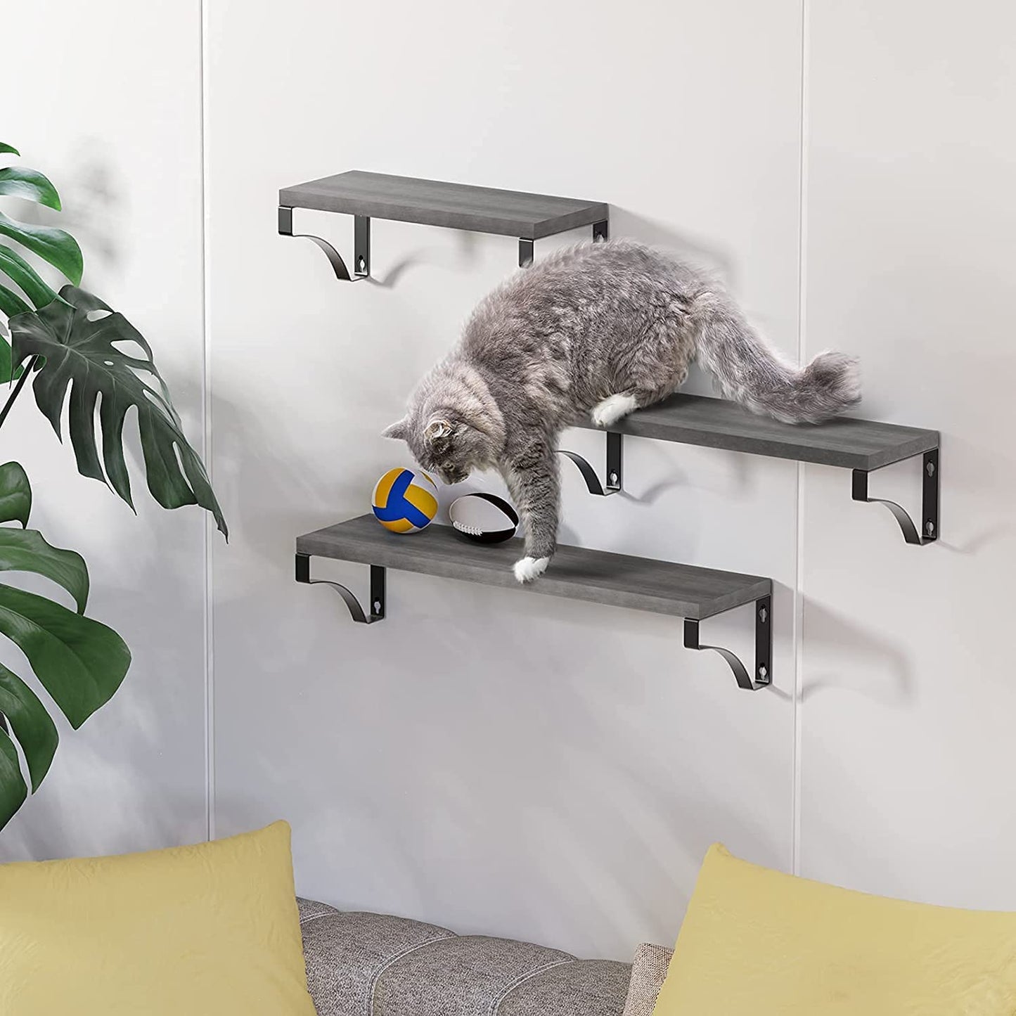 Floating Shelves Set - Heavy Duty Metal Frame Hold up to 55Lbs Wall Shelves For Decor