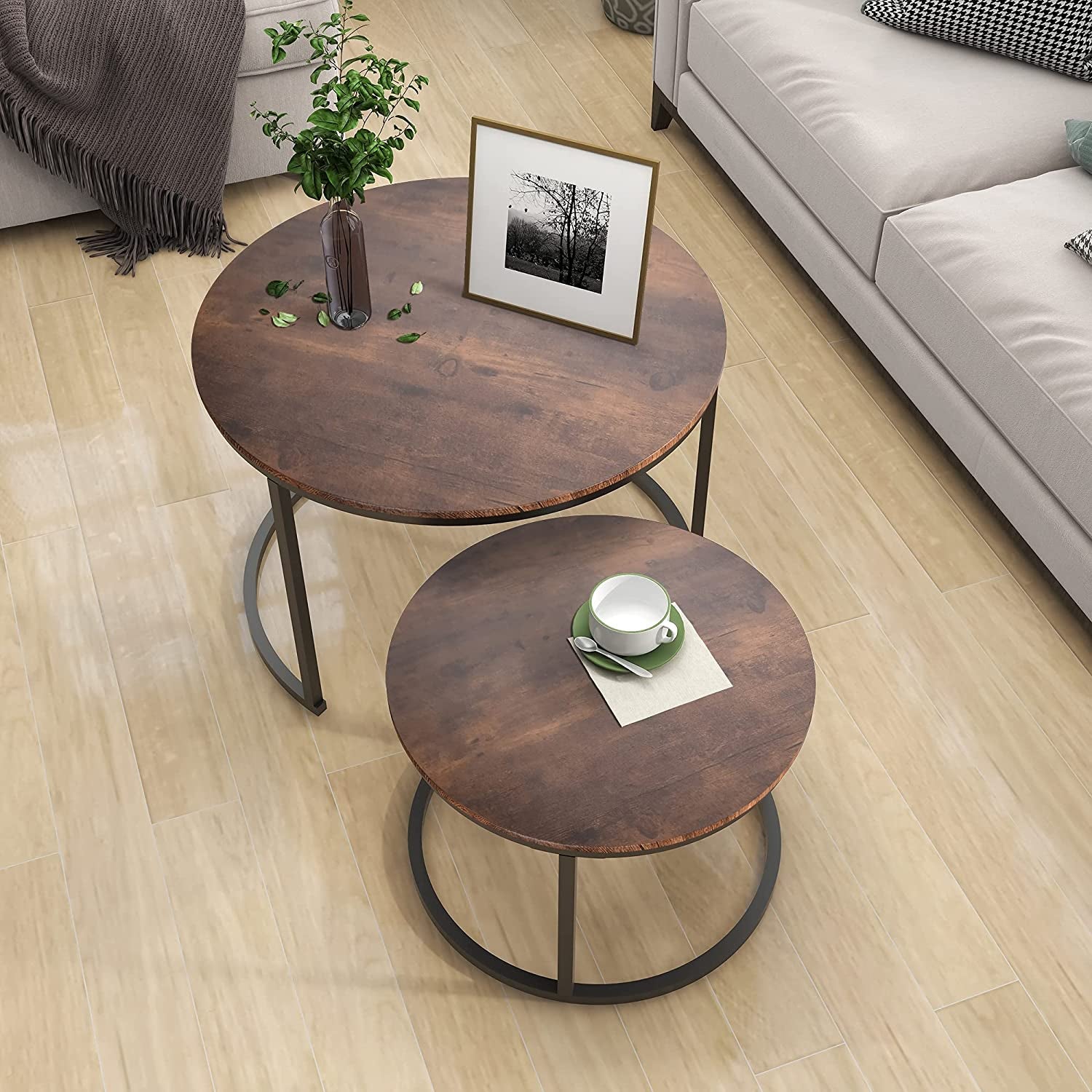 Round Coffee Table Set - Coffee Table of 2 for Living Room