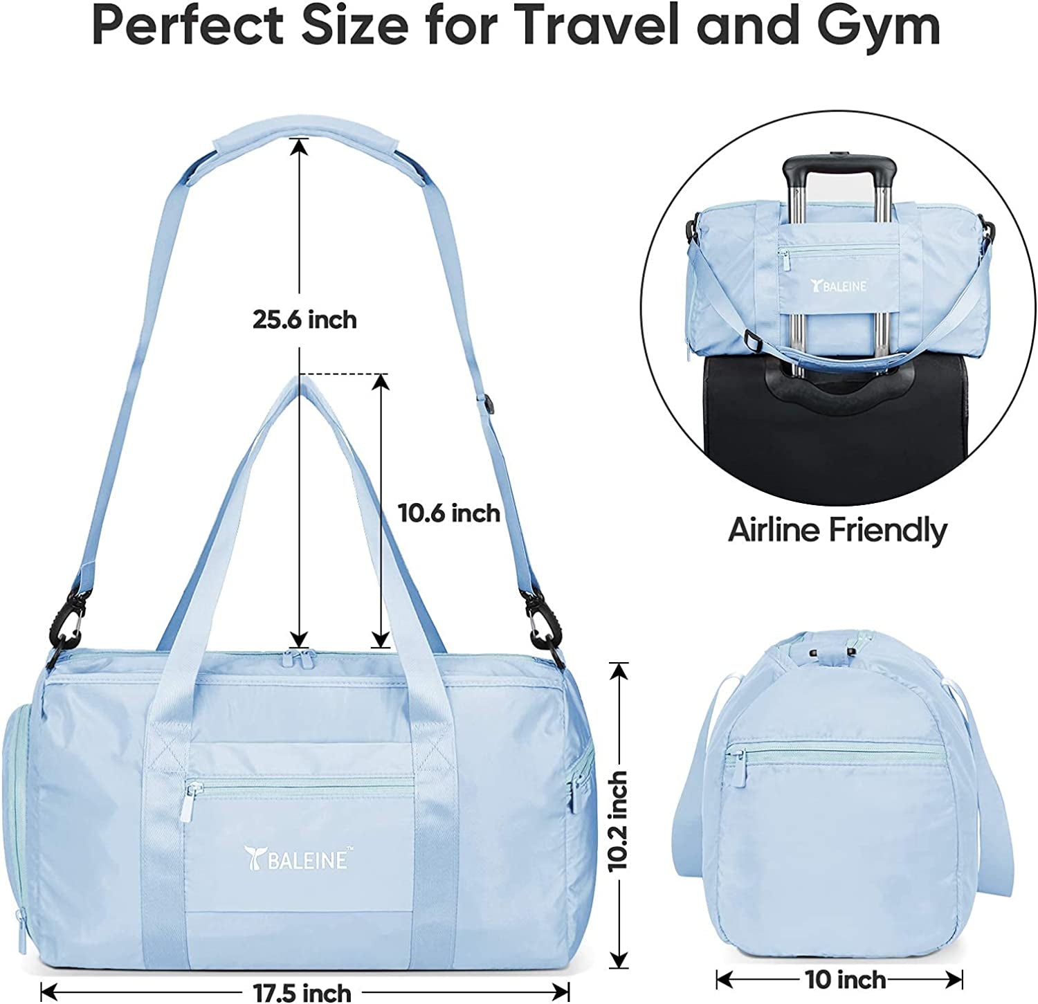 Women & Men Gym Bag - Sports Duffel Bag Waterproof Carry on Gym Bag