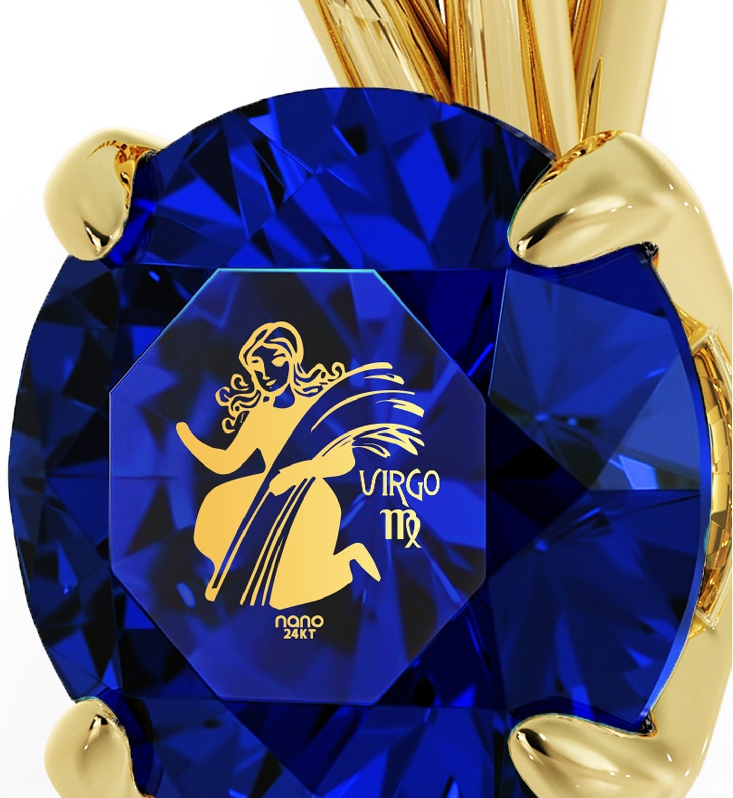 Virgo Necklace 24k Gold inscribed on Crystal