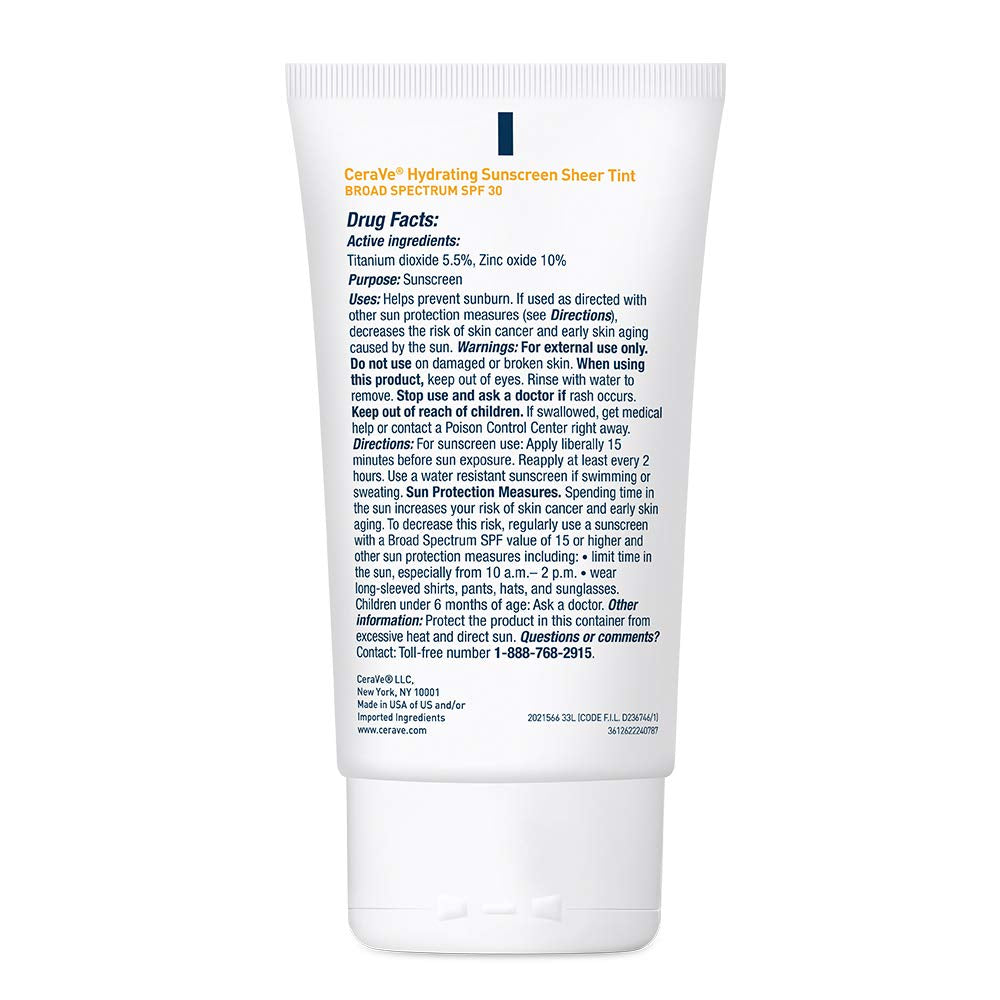 CeraVe - SPF 30 Hydrating Mineral Sunscreen with Zinc Oxide & Titanium Dioxide