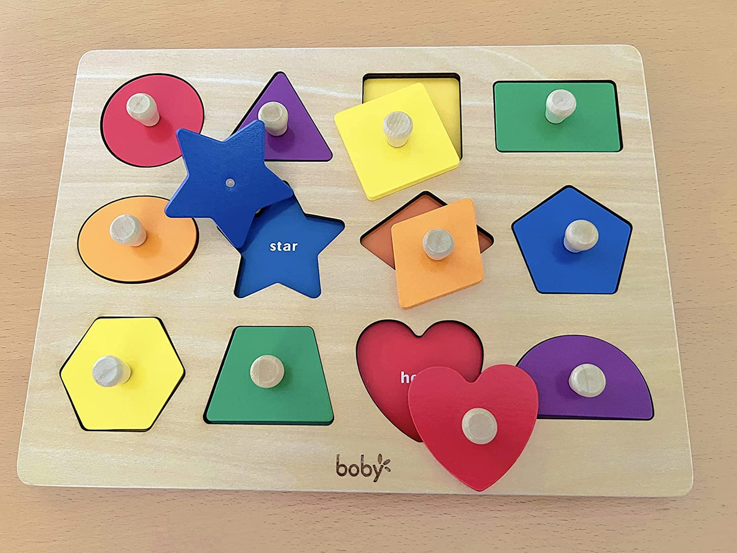 Montessori Toy Shape Peg Puzzles - Toddlers Puzzle with Knob