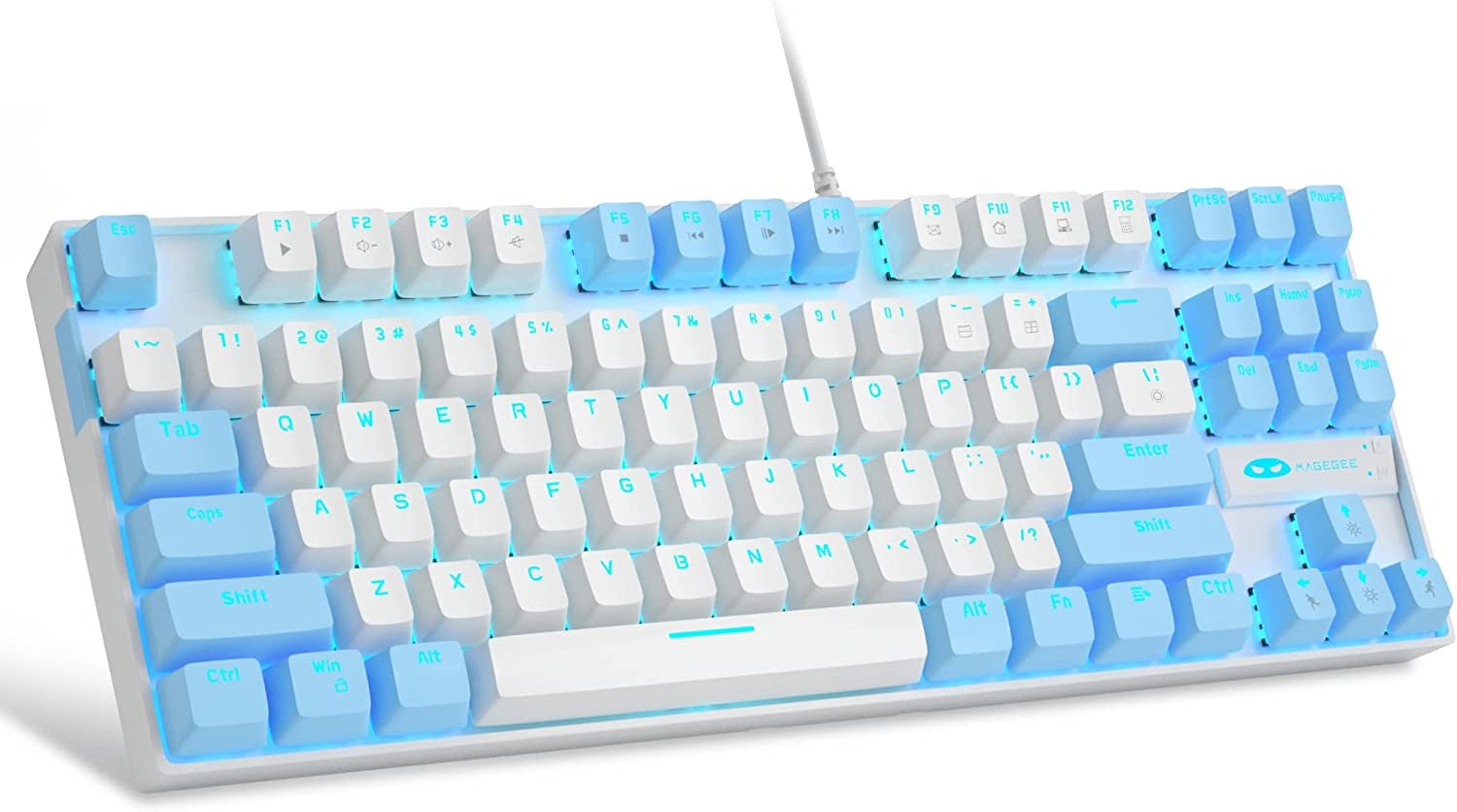 Mechanical Gaming Keyboard - Blue Switch LED Blue Backlit Wired Computer Keyboard